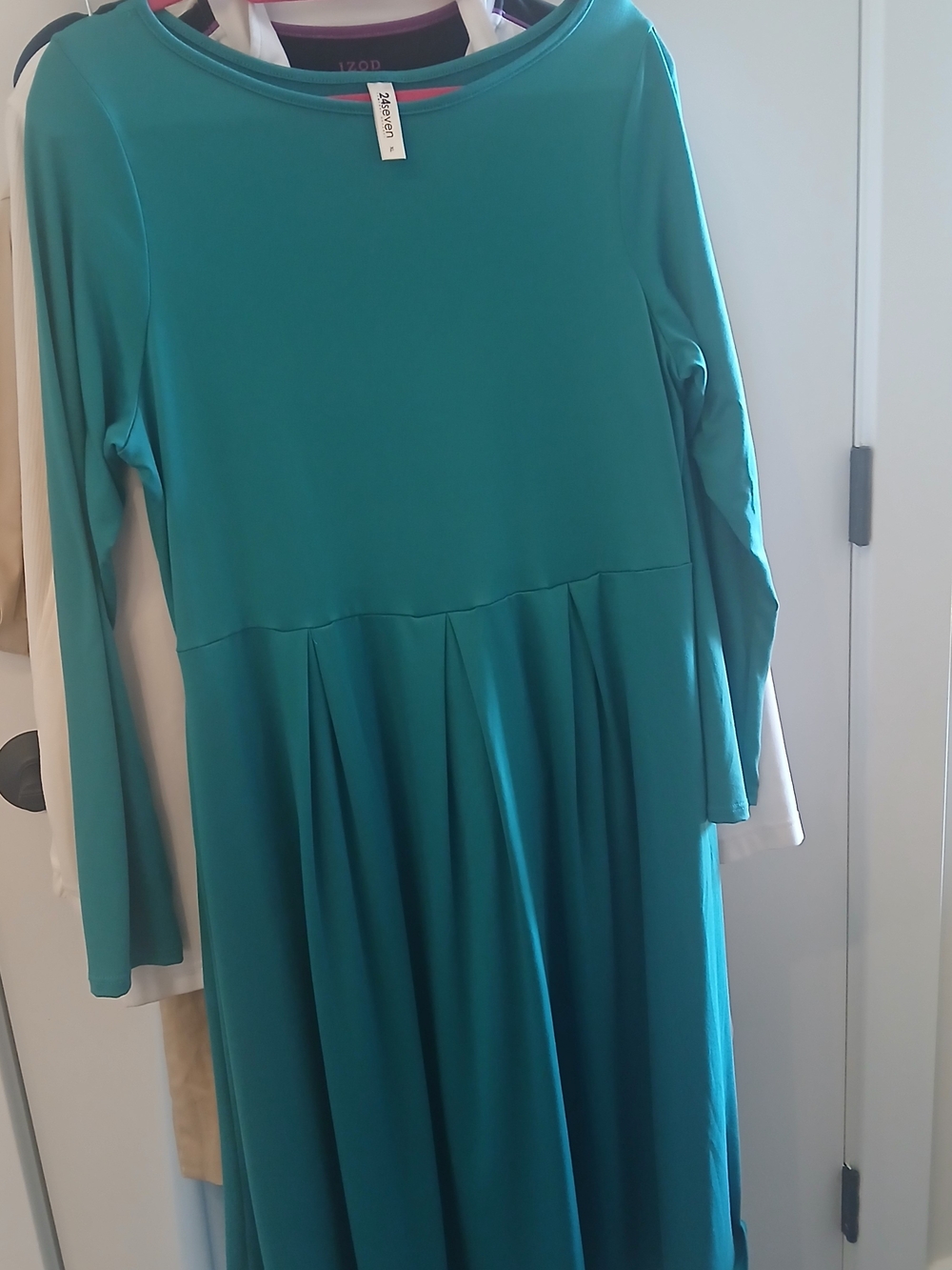 24Seven Teal Long-Sleeve Pleated Dress